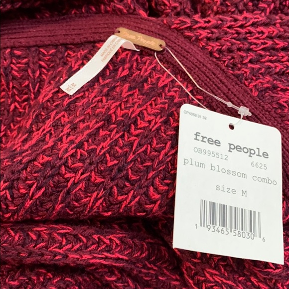 Free People High Hopes Cardigan Red Plum Blossom M - Picture 5 of 5